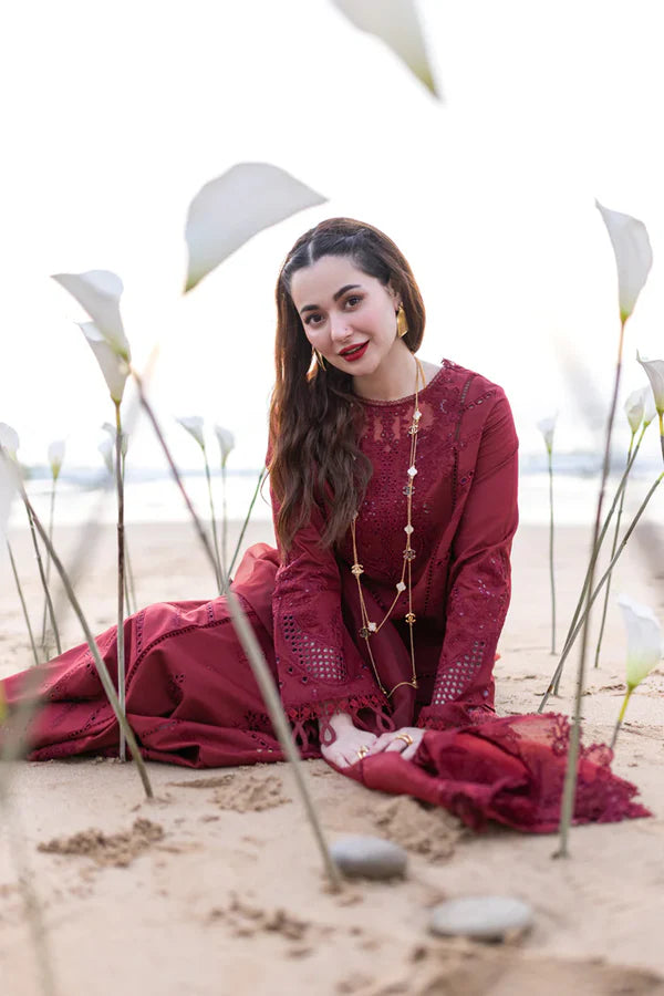 QALAMKAR AISHA MEROON LAWN 3pc