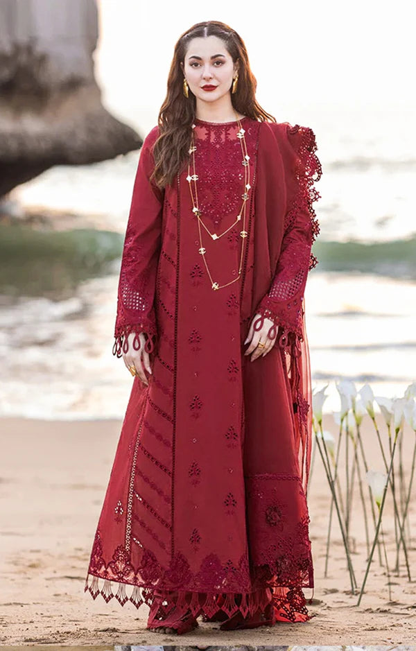 QALAMKAR AISHA MEROON LAWN 3pc